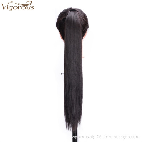 Vigorous Ponytail Extension Long Straight Wrap Around Clip in Hair Extension 22 inch Synthetic Hairpiece for Women